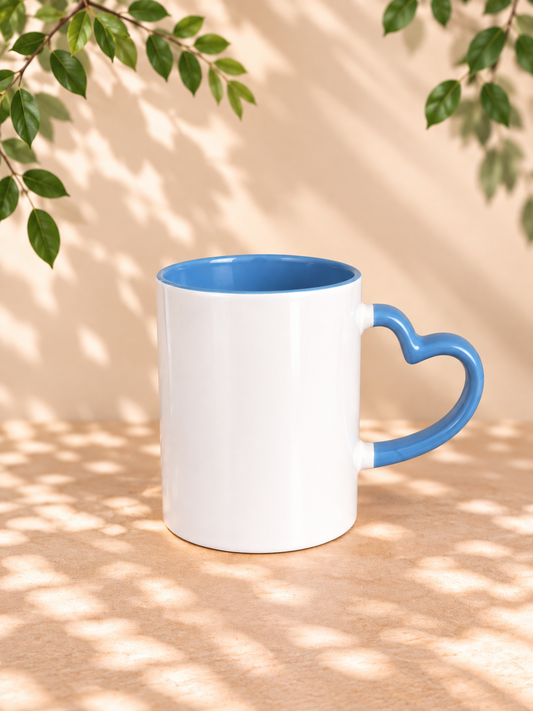 Tasse poignée cœur bleu 11 oz